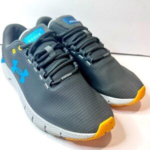 Under Armour Men's Charcoal Athletic Shoes with Blue and Yellow Accents